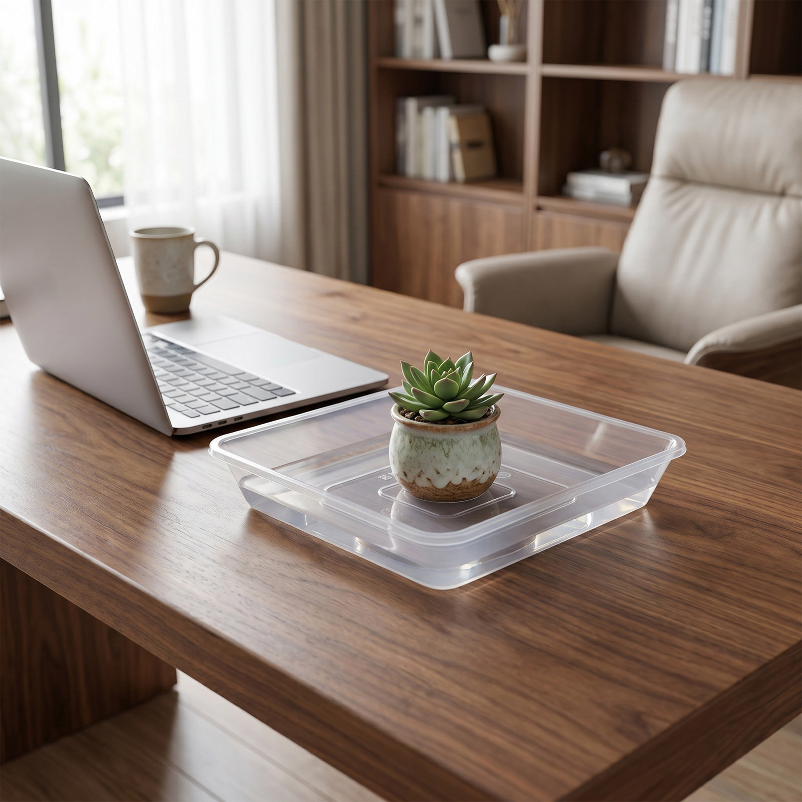 Drip Tray Saucer - 4Pcs Transparent Square Plant Water Tray