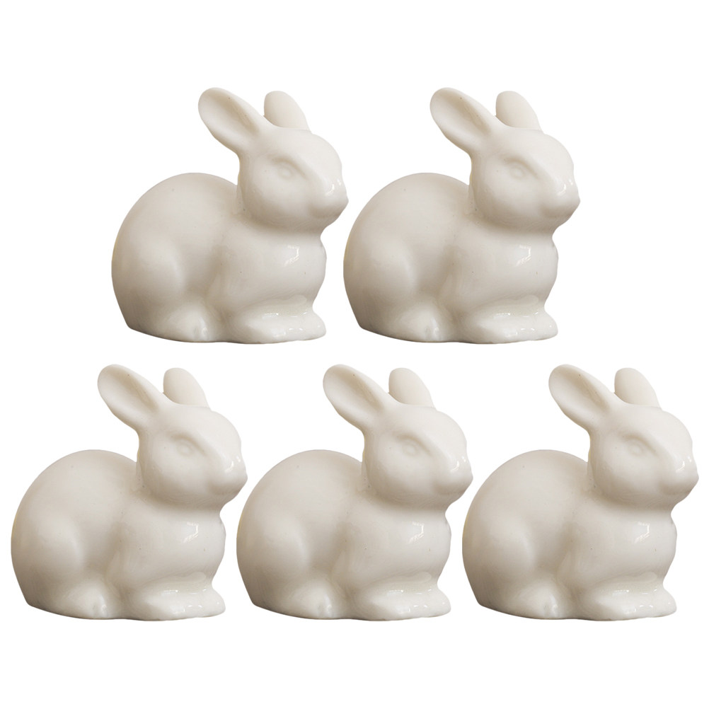 5Pcs Small Ceramic Rabbit Deco - Bonsai Garden Landscape Design 评论和价格